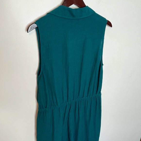 Soft Surroundings Women's Rio Jumpsuit Size PL Green Blue V Neck Gauze Pockets - Picture 7 of 11